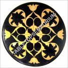 18" Black Marble Round Coffee Console Table Top Marquetry Inlay Home Decor H4915
