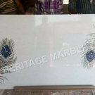 4'x2' White Marble Bar Height Dining Table Feather Inlay Art Interior Decor E953 4'x2' White Marble Bar Height Dining Table Feather Inlay Art Interior Decor E953