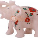 2.5" Marvulesh Jumbo Elephant Carnelian Marquetry Floral Columbus Eve Gift Decor