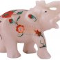 2.5" Marvulesh Jumbo Elephant Carnelian Marquetry Floral Columbus Eve Gift Decor