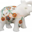 3" Marvelous Handmade Jumbo Statue Inlaid Floral Carnelian Stone Veterans Gift