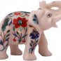 3" Marvelous Inlaid Trunk Up Elephant Carnelian Inlay Art New Year Gift Decor