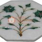 5"x5" Marble Wall Decor Tile Unique Malachite Inlay Floral Work Christmas Gifts