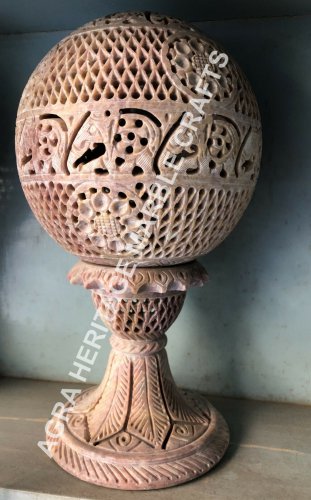 12" Soapstone Marble Lamp Lattice Elephant Hand Carved Design Living Decor E775