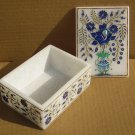 8"x6"x2" Marble Jewelry Storage Box Fine Lapis Lazuli Inlay Floral Art Decor