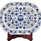 9"x12" White Marble Slab Tray Fine Lapis Lazul Inlay Floral Beautiful Love Gifts 9"x12" White Marble Slab Tray Fine Lapis Lazul Inlay Floral Beautiful Love Gifts