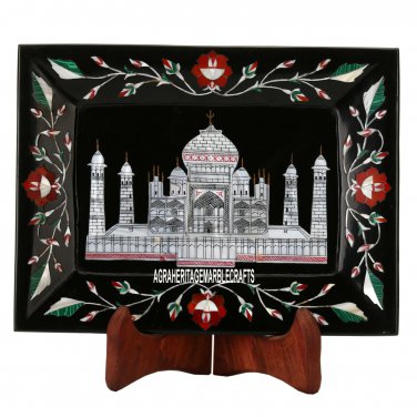 9''x6'' Marble Serving Tray Taj Mahal Replica Marquetry Inlay Decor Gifts H3649