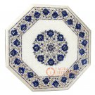 18" Marble Bedroom Table Top Lapis Lazuli Inlay Stone Home Furniutre Decor E141