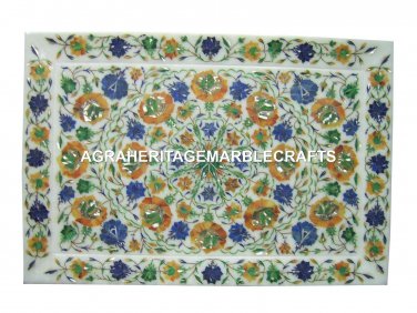 12"x18" Marble Tray Lapis Lazuli Hakik Malachite Inlay Floral Arts Decor H1171