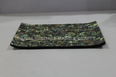 12"x18" Marble Boat Tray Pauashell Inlay Kitchen Home Occasional Gift Decor E278