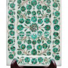 9"x6" Marble Tray Pietra Dura Malachite Marquetry Inlay Home Decorative H1850