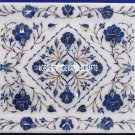 12"x8'' White Marble Marquetry Tray Lapis Lazuli Inlay Kitchen Decorative Gifts