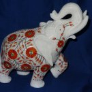Marble Safari Elephant Figurine Carnelian Pietra Dura Inlay Fine Home Decor