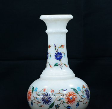 7" Multi Mosaic Marble Inlay Elegant Floral Vase Home Decorative Best Gift H5574