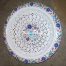12" Filigree Marble White Bowl Lapis Turquoise Multi Inlay Floral Art Home Decor