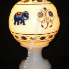 8" White Marble Decorative Lamp Elephant Floral Inlay Arts Hallway Decor H3402