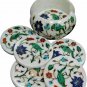 Marble Coaster Set with Holders Parrot Inlay Multi Floral Art Decor Gift E1989