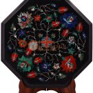 12"x12" Black Coffee Table Top Marquetry Semi Precious Inlaid Art Veterans Gifts