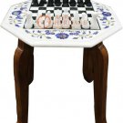 13"x13" Marble White Chess Inlaid Top Table Mosaic Design Thanksgiving Gift Deco 13"x13" Marble White Chess Inlaid Top Table Mosaic Design Thanksgiving Gift Deco