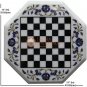 13"x13" Marble White Chess Inlaid Top Table Mosaic Design Thanksgiving Gift Deco