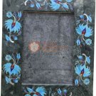 7"x5" Green Photo Frame Turquoise Gemstone Marquetry Floral Art Christmas Gift