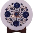 8"x8" Marvelous Dinner Plate Lapis Gemstone Floral Design Thanksgiving Gift Deco 8"x8" Marvelous Dinner Plate Lapis Gemstone Floral Design Thanksgiving Gift Deco