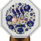 12"x12" Marble Top Coffee Table Lapis Inlaid Marquetry Floral Art Veterans Gifts