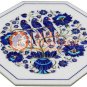 12"x12" Marble Top Coffee Table Lapis Inlaid Marquetry Floral Art Veterans Gifts