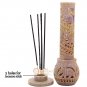 10.5" Soapstone Candle Cum Incense Holder Antique Elephant Lattice Art Gift Deco
