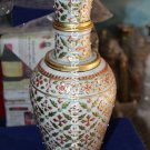 14" Buy White Marble Flower Vase Hand Painted Elegant Art Hallway Decor H5722