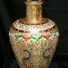15" Creative Gold Handpainted Marble Flower Decorative Vase Peacock Arts H4168