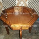 15" Marble Table Top Wooden Stand/Base Home Interior Decor E551