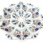 7" White Marble Dry Fruit Bowl Gemstone Lapis Lazuli Inlay Handicraft Art Decor