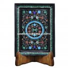 12"x9" Black Marble Tray Malachite With Turquoise Inlay Collectible Decor E92