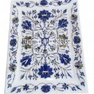 9"x12" White Marble Tray Lapis Lazuli Stone Inlay Mosaic Floral Design Decor