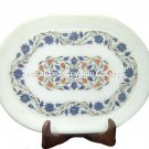 12"x9" Marble Tray Inlay Floral Marquetry Design Kitchen Gift Decor H1147