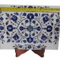 White Makrana Marble Tray Lapis Lazuli Inlay Floral Arts Kitchen Decorative Gift