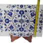 White Makrana Marble Tray Lapis Lazuli Inlay Floral Arts Kitchen Decorative Gift