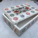 11"x9"x3" Marble Jewelry Storage Box Floral Multi Inlay Girls Gift Decor E887