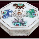 5"x5" Marble Octagon Jewelry Box Pietradura Inlay Elephant Art Ramadan Gift Box