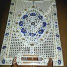 16"x10" White Filigree Marble Serving Dish Tray Lapis Inlay Marquetry Gift E1098