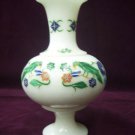 7" White Marble Flower Vase Malachite Parrot Inlay Marquetry Art Table Deco Gift