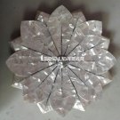 12" Lotus Shaped Marble Fruit Bowl Mother of Pearl Inlay Precious Stone Decor