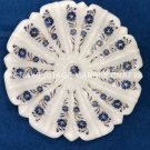 12" White Marble Fruit Bowl Lapis Lazuli Inlay Floral Arts Kitchen Decor E158