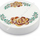 8"x8"x3" White Marble Round Jewelry Storage Box Malachite Inlay Decor Gift E1185 8"x8"x3" White Marble Round Jewelry Storage Box Malachite Inlay Decor Gift E1185