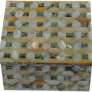 5"x5"x3" Marble Random Art Jewelry Lidded Box Mosaic Inlaid Columbus Gifts Decor