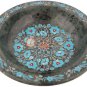 10"x10" Marble Green Fruit Bowl Turquoise Inlay Floral Design Christmas Gift Art