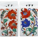 White Marble Pen Decorative Stand Inlay Floral Art Desk Accessories Decor E1404 White Marble Pen Decorative Stand Inlay Floral Art Desk Accessories Decor E1404