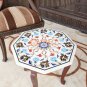 Antique Marble Top Table With Stand Turquoise Inlay Italian Design Bedroom Decor