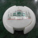 Marble White Tea Coaster Rare Tajmahal Marquetry Work Inlay Art Table Decor Gift